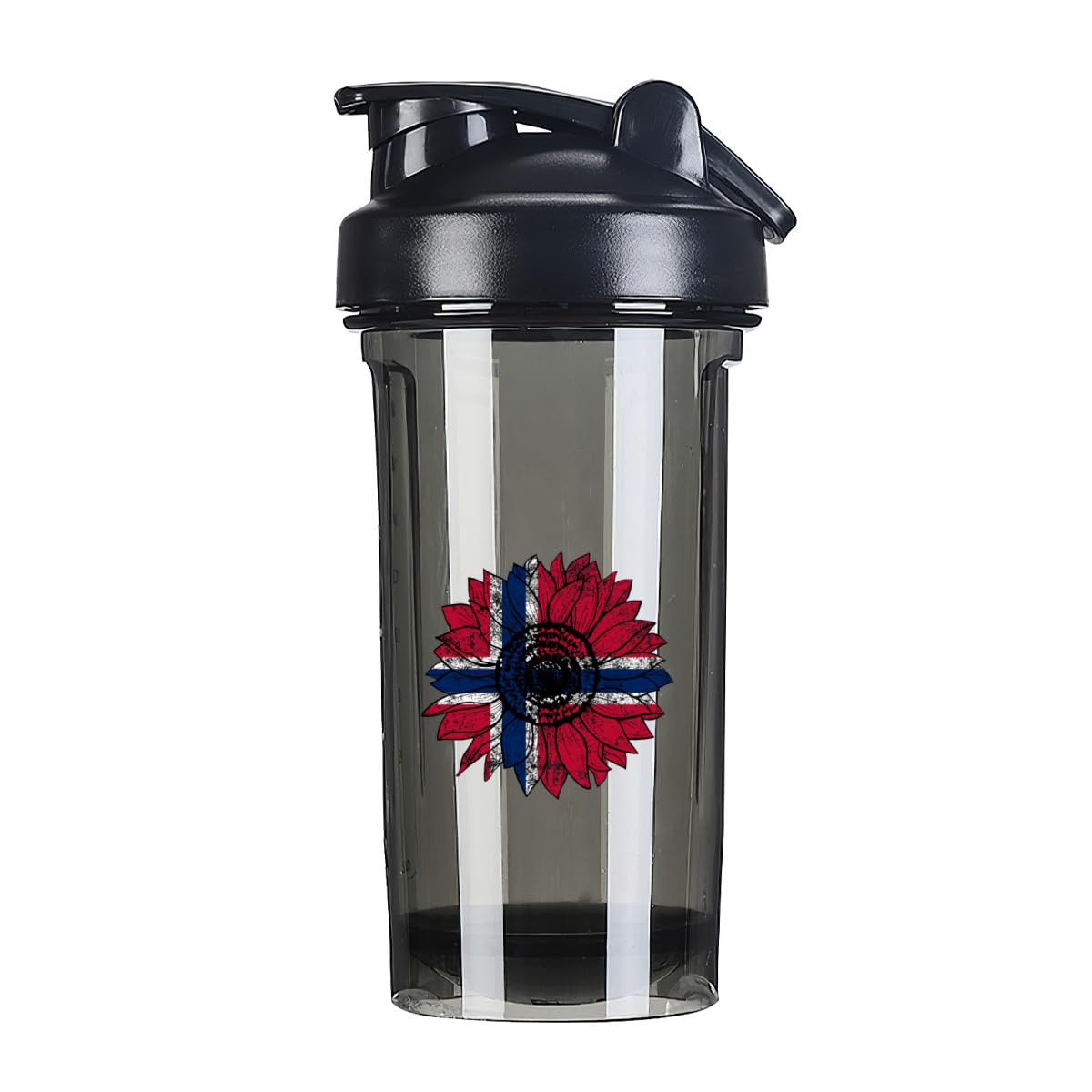 Vintage Sunflower Norway Norwegians Flag 18 Ounce Shaker Cup,Fashion Theme Pattern Shaker Bottle Leak-proof Workout Shake Bottles 500ML/18 oz Perfect for Pre Workout Black 0