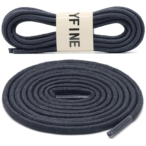 Image of YFINE Waxed Round Shoe Laces: 2 Pairs Oxford Shoelaces for Dress Shoes Boot | 4mm Thick, 20 Colors, 24 inch-71 inch, for Business Footwear, Chukka Boots, Men & Women