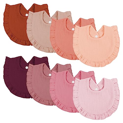 Image of Omisy 8 Pack Baby Bibs, Drooling Toddler Cotton Snap Bibs for 2-36 Months Baby Girls and Boys, Absorbent Teething Bibs