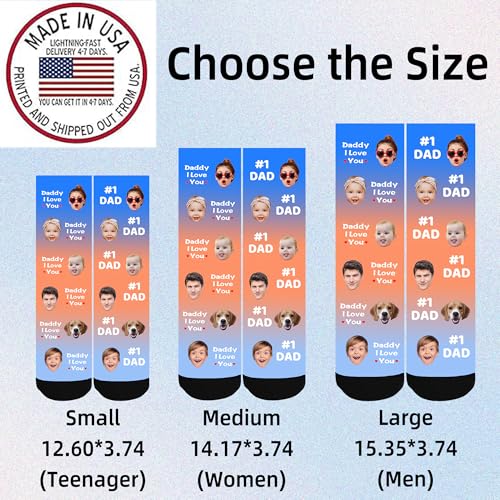 Custom Socks with FACE PHOTOS TEXT Made in USA, Personalized Funny Gifts for Birthday Christmas Wedding