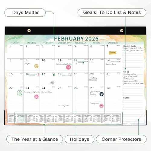 Image of Ospelelf Magnetic Calendar 2026-2027 for Refrigerator, Desk Wall Calendar, January 2026 - June 2027, Monthly Large Planner Pad with Plastic Cover 17 inch X 12 inch Multicolor
