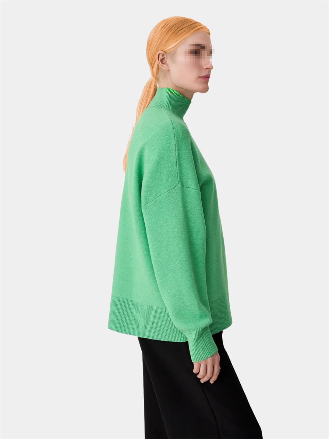 Maglione da donna a collo alto, a maniche lunghe, lavorato a maglia