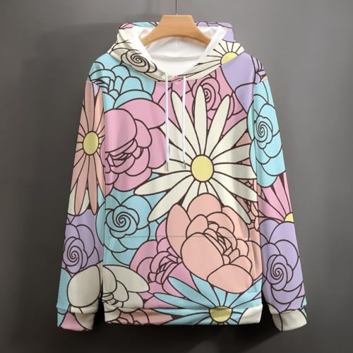 Sweat à capuche fleur colorée pull urbain pour vos sorties en ville - 5
