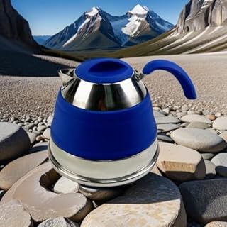 SAMMART Zusammenklappbarer 1,5-Liter-Wasserkocher aus Silikon – Camping-Wassertopf, Reisewasserkocher, Faltbare Wasserkocher für kochendes Wasser. Kleiner tragbarer Silikon (Purpurblau)