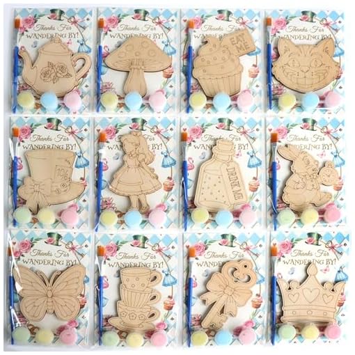 12 Pack Alice Party Favors - Paint your own wooden magnet - Image 7
