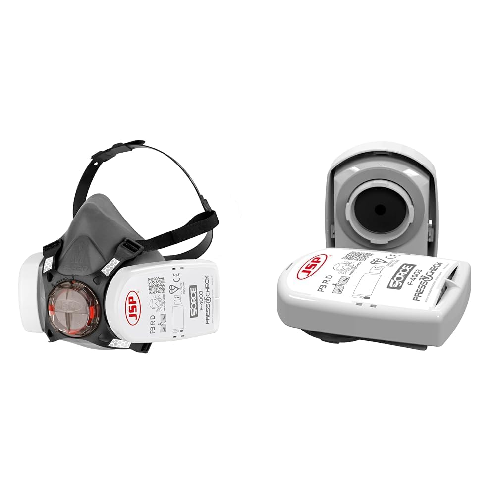 JSP Masque Force®8 M avec cartouches PressToCheck™ P3 (BHT0A3-0L5-N00) & Paire de cartouches PressToCheck™ P3 (BMN990-001-700)