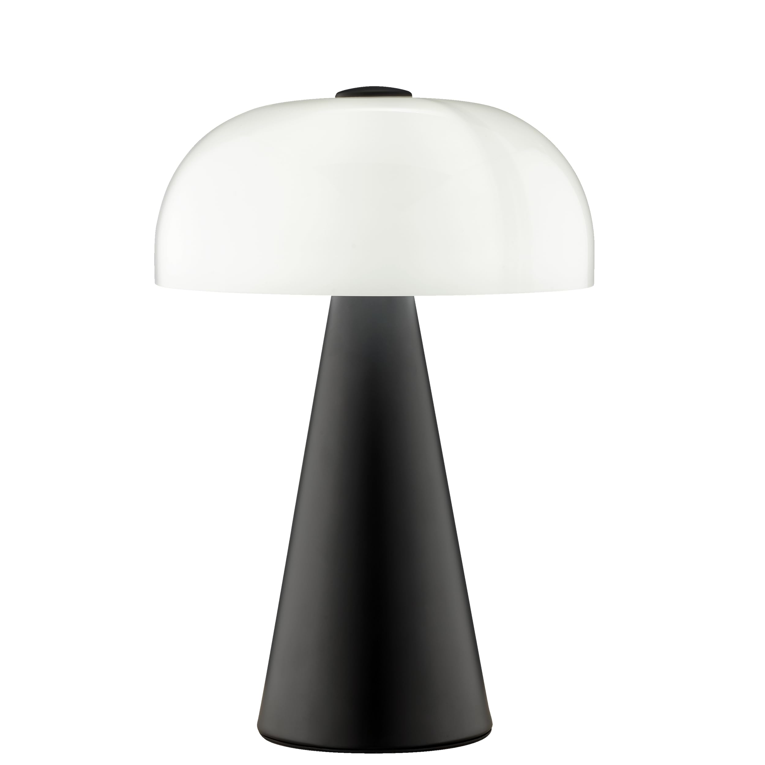 Lightbox Pilz Tischleuchte, E14, Höhe 35 cm, Ø 24 cm, Schalter am Kabel, Glas/Metall, weiß/schwarz, dekorative Nachttischlampe oder Akzentleuchte im Retro Design