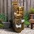 ourrco 35.4" H Concrete Tiki Head Bowl Water Fountain Outdoor Floor 3-Tiered Soothing Cement Water Feature - Decorative Waterfall Feature w/LED Light for Indoor Outdoor Home Decor