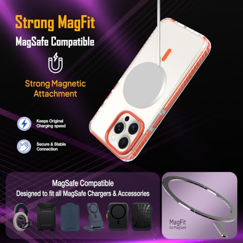 Image of Zapcase Crystal Clear Back case for iPhone 15 Pro Max | PC Back | TPU Bumper with Inner Rubber Grip | Metal Camera Guard Bezel | Metal Buttons | Scratch Resistant | 2 Layer Edge Protection | Orange