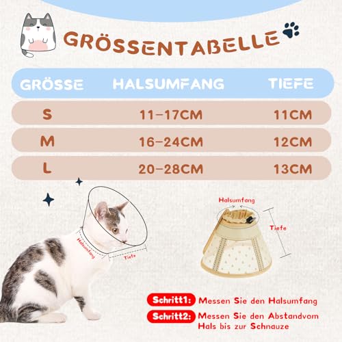 Supet weicher Katzenkegel-Halskragen,Luftgewebe-Katzen-Erholungskegel nach Operation um Lecken zu verhindern, einstellbar, atmungsaktiver Katzenhalskegel als Alternative für kleine Kätzchen und Katzen