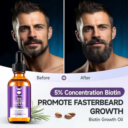 Image of Beard Growth Oil - 5% Concentration Biotin Beard for Men (2 oz) - Natural Mens with Argan Oil, Jojoba Oil and Vitamin, Growth Softener, Moisturizer (Passionate Sunset)