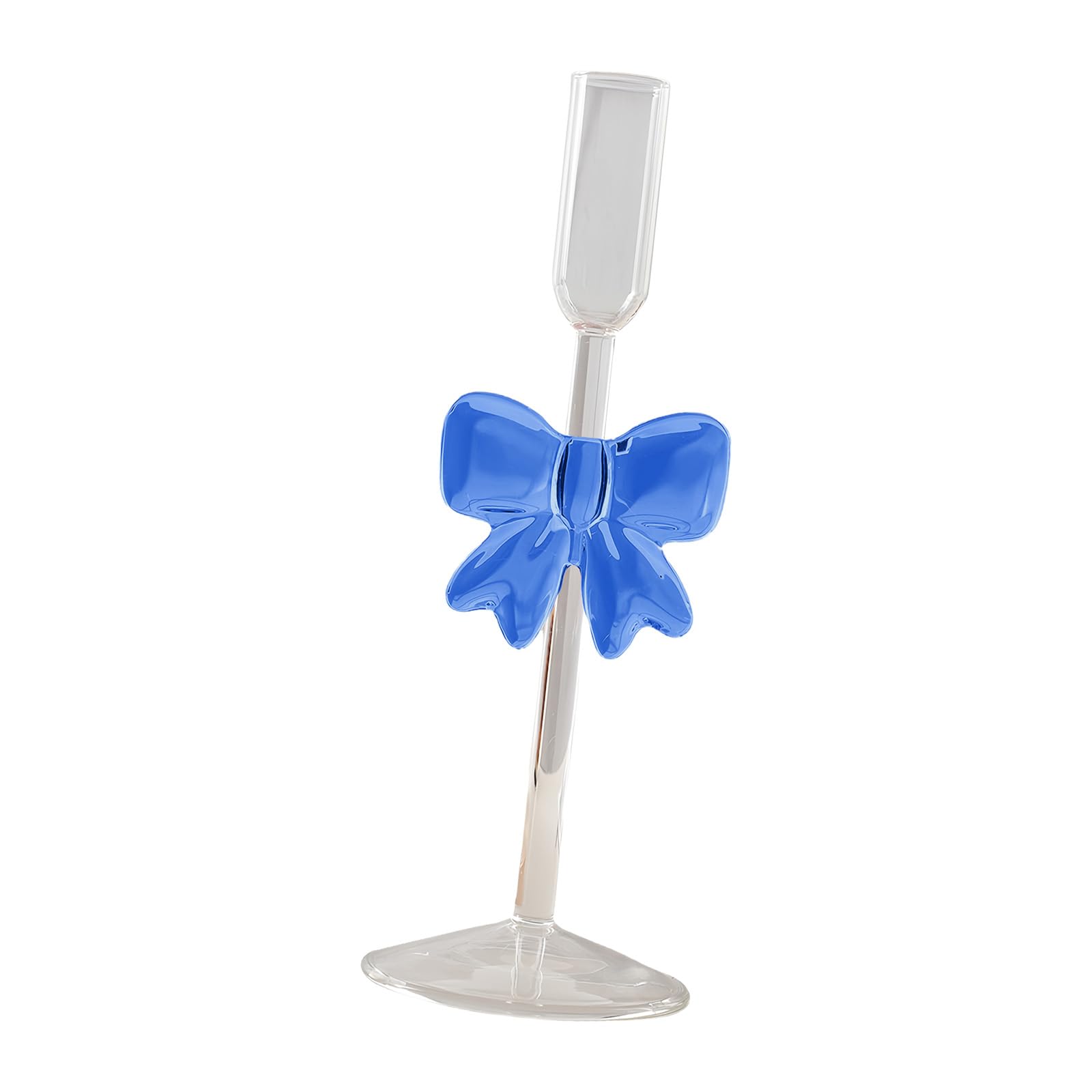Xinsheinelry Bowknot Glass Taper Holders Candlestick Stand Decors Table Centerpieces for Christmas Event Parties Wedding Bowknot Holders Borosilicate