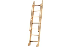 8 ft Rolling Library Ladder: Durable Read Oak Multipurpose for Loft Stairs