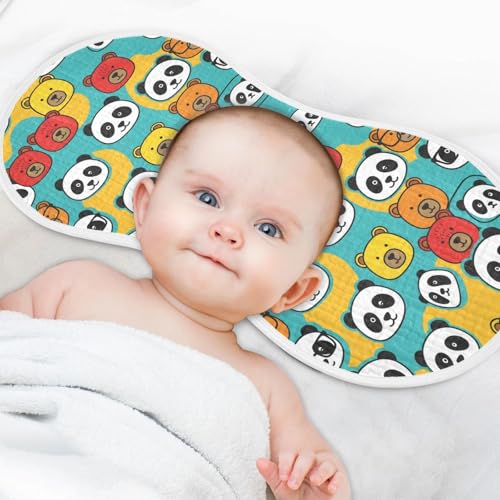 2 Pack Muslin Burp Cloths Panda Cute Cotton Baby Burp Cloths Absorbent Burping Cloth Soft Spit Up Rags for Newborn Babies Boys Girls, Large 22" x 11"4