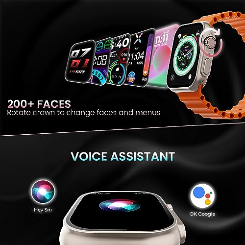 Image of Kratos SW16 Ultra Smartwatch with 1.85 inch Full Touch Display, Bluetooth Calling, Voice Assistant, IP67, 200+ Watch Faces, Multi Sports Modes, Rotating Crown, Metallic Body, Wireless Charging Smart Watch