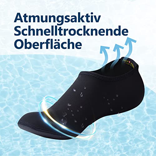 JACKSHIBO Erwachsene Barfuß Schuhe Weich Wassersport Schuhe Damen Schwimmschuhe Surfschuhe Badeschuhe, Schwarz, 2XL(EU 42-43)