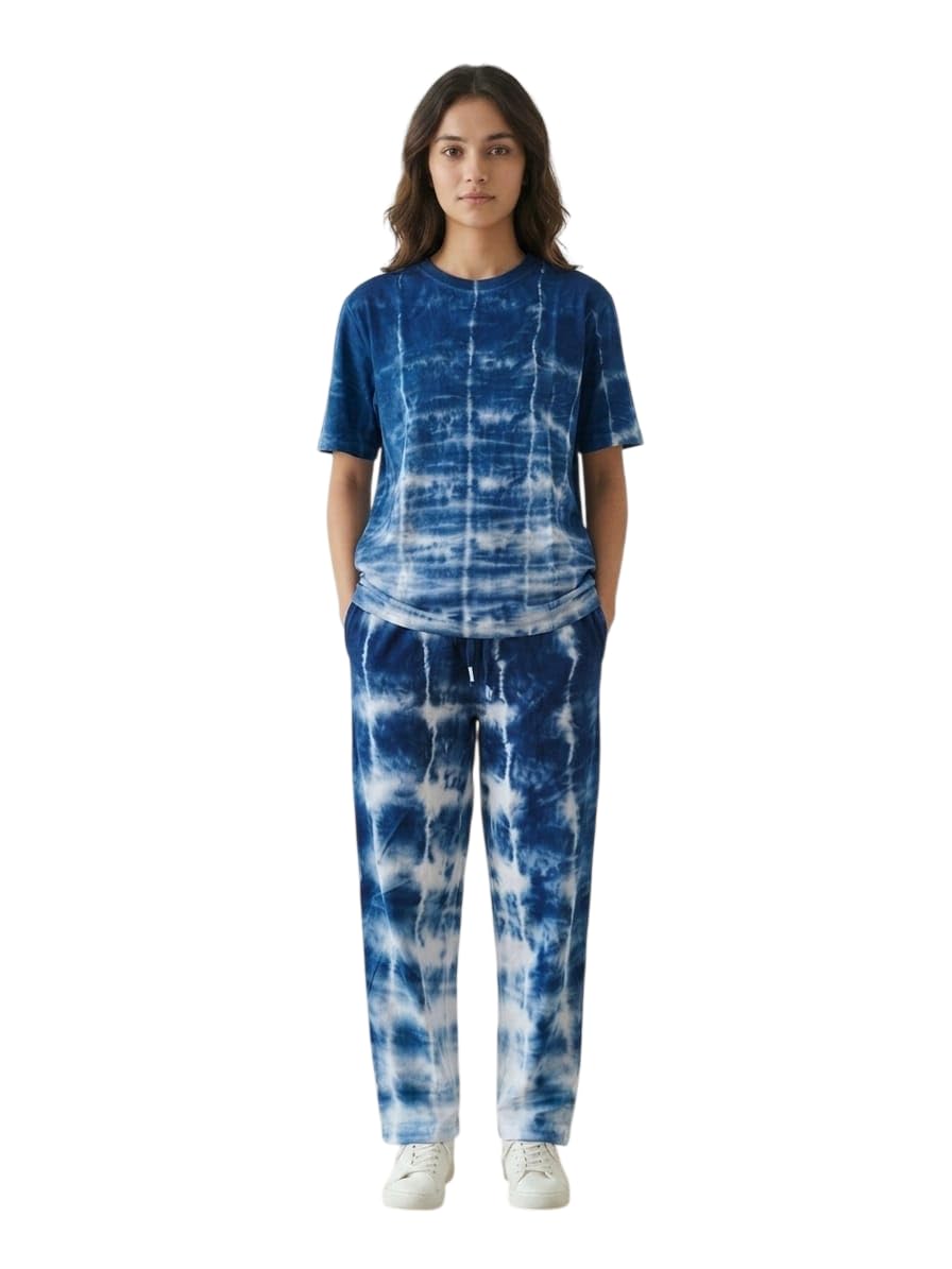 Women's Tie-Dye Co-ord Set, Blue & White T-Shirt and Jogger-picture-17