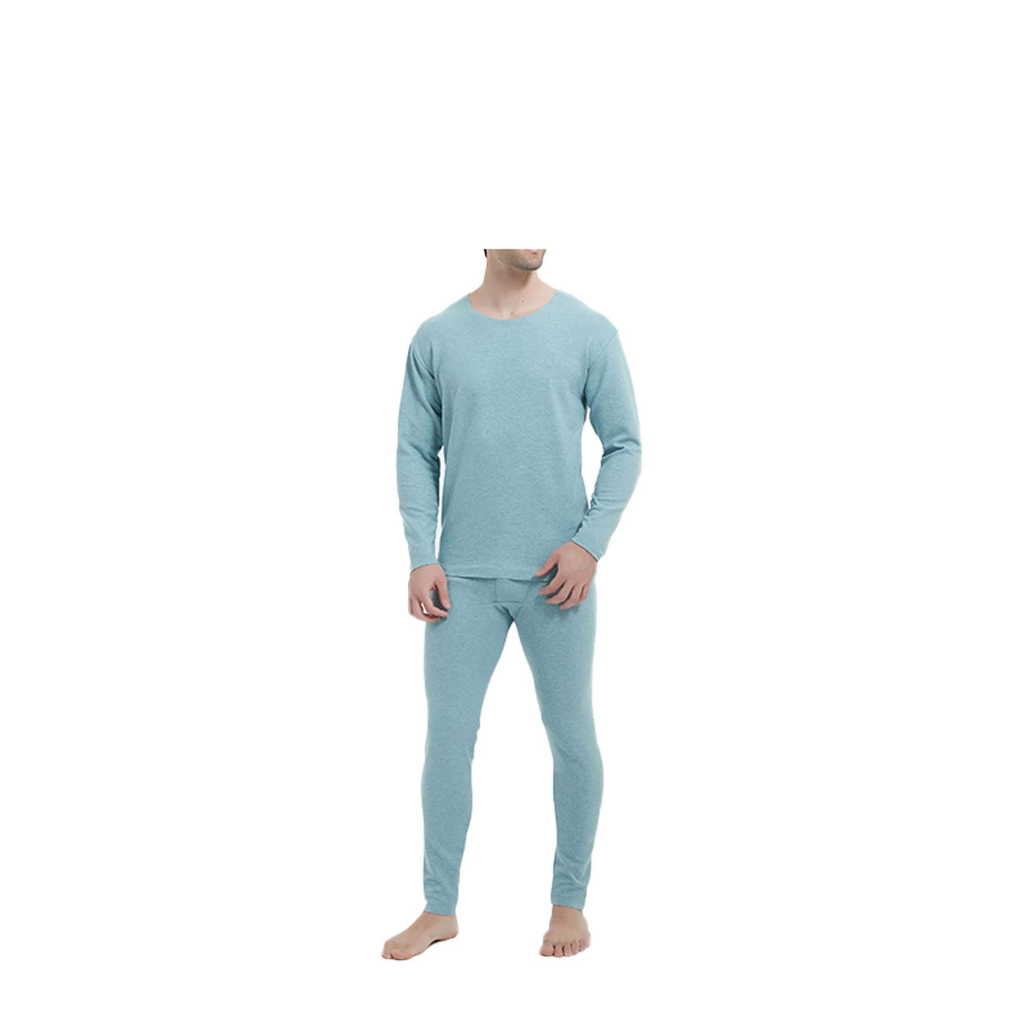 Jueshanzj Men's winter thermal underwear men's suit fattened and thickened 5XL Sky blue
