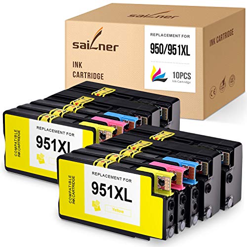 SAILNER Compatible Ink Cartridge Replacement for HP 950XL 951XL 950 XL 951 XL use with OfficeJet 8600 8610 8620 8630 8625 8100 (4 Black 2 Cyan 2 Magenta 2 Yellow, 10-Pack)