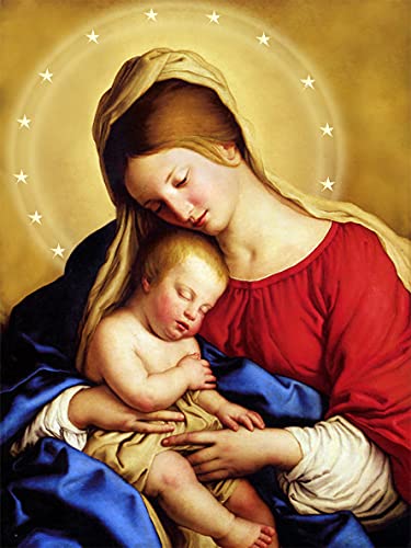 Tamseen DIY Diamond Painting Jungfrau Maria, 5D Diamant Painting Bilder Erwachsene Jesus Christi, Diamant Painting Bilder Kinder Kunst Strass Stickerei Sets, für Home Wanddekoration 30X40 cm Cover