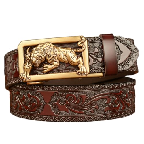 Western Simple Belt Animal Buckle Husband Boyfriend Wide Animal Buckle Men Western Automatic Business Belt For Men