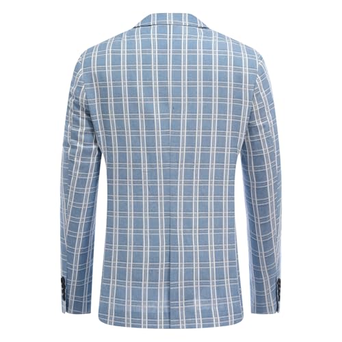 Men's Plaid Suit One Button Slim Fit Elegant Lightweight Sport Jacket Coats3