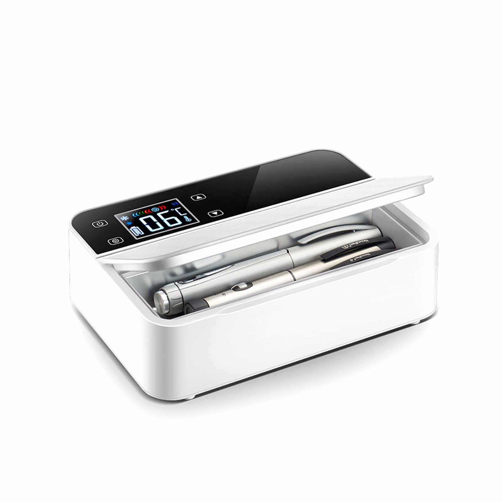COOLBABY Portable Insulin Refrigerator Mini Portable Medicine Interferon Constant Temperature Small Refrigerator Car Insulin Refrigerated Box Car Refrigerator with Lithium Battery - White
