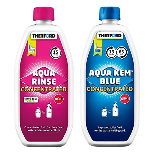 Thetford Set camping WC-kemi Aqua KEM blå koncentraterad + Aqua Rinse koncentrerad