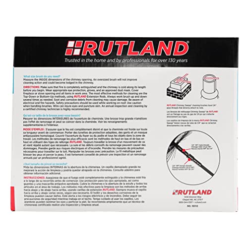 RUTLAND PRODUCTS 12" Square Wire Chimney Brush, 1/4" NPT (1 Piece), Metal, Black, 31.12 x 31.12 x 24.45 cm