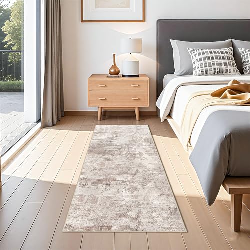 RUUGME Hallway Runner Rug 2x5 - Machine Washable Runner Rug Stain Resistant for Home Non Slip Indoor Entryway Rubber Backing Carpet Bedroom Kitchen Distressed Floor Decor Mat 2x5 Brown