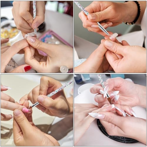 Sibba Nail Brush Polish Tip 8 Pcs Paint Dotting Pen Tools Art Thin Line Removers Applicator Finger Extension Manicure Gel Flat Round Fit Salon Home DIY Fingernail Detail Design Builder Set - Image 7