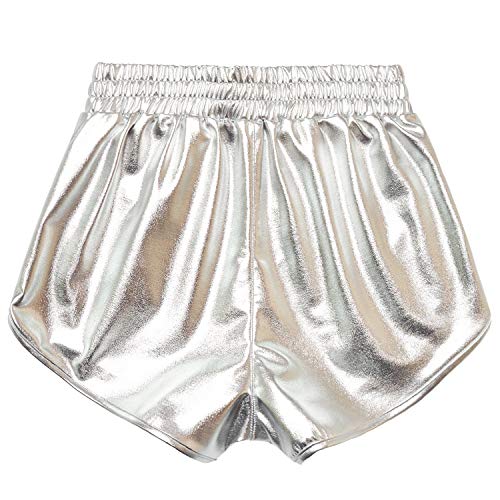 Image of Perfashion Women's Metallic Shiny Shorts Sparkly Hot Yoga Outfit