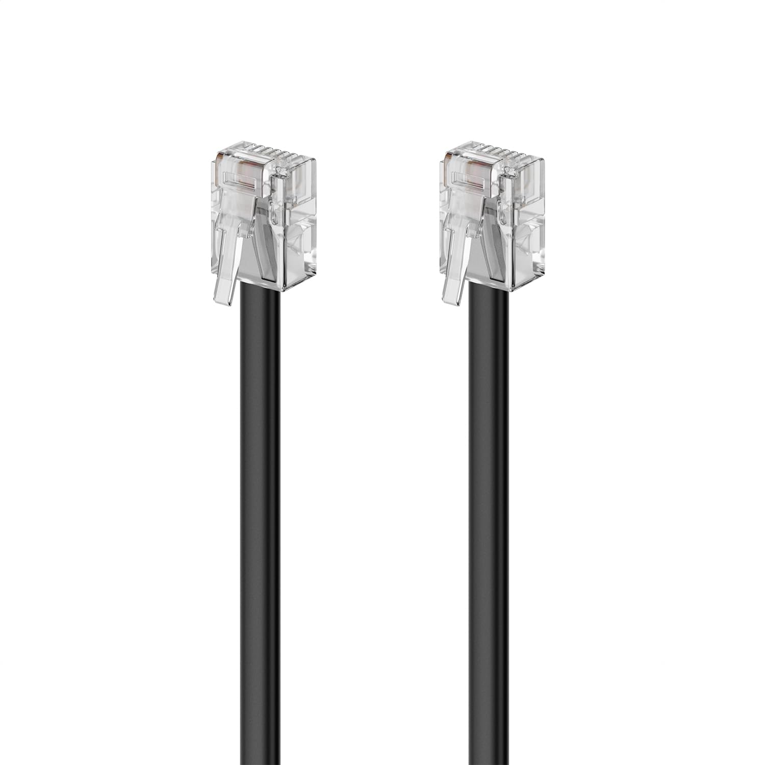 deleyCON 0,5m Câble Téléphone RJ11 Modulaire 6P4C Western 2x Fiche RJ11 Plat Noir