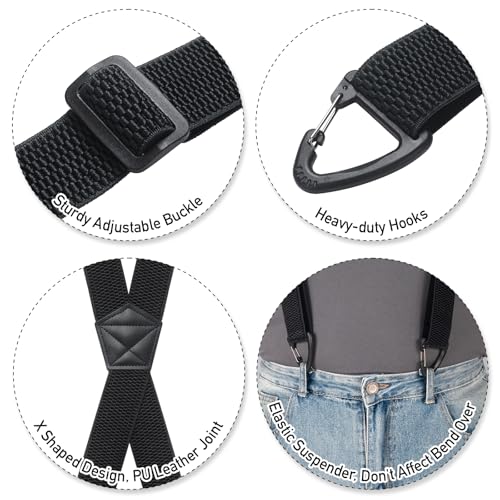Image of SUNEZLGO Suspenders for Men Heavy Duty, X Back Hidden Suspender 1.5 inch Under Clothing, Adjustable Work Suspenders for Men Women