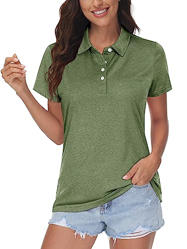 MAGCOMSEN Damen Kurzarm Sport Poloshirts Sommer Leicht Golfshirts...