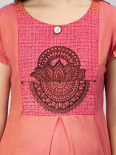 Image of CEE 18 Women's Cotton Rayon Straight Maternity Feeding Kurti for Feeding with Zippers(9653 46,Peppy Pink,3XL)