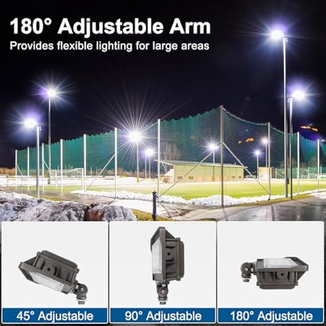 DAKASON (2 Pack) 50W LED Flood Light, Dusk-to-Dawn Photocell, 180¡« Adjustable Arm, Replaces 150-200W HPS/MH, IP65 Waterproof Outdoor Security Lighting Fixture, 100-277Vac 5000K 6000lm, ETL Listed