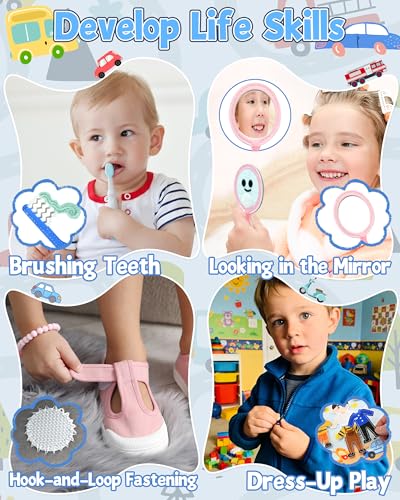 Image of Vehicles Educational Book for Toddlers 1-3, Montessori Quiet Activity & Learning Book with Cars, Trucks & Firefighters, Educational Toy for Early Learning, Travel Toy for Car & Airplane Trips