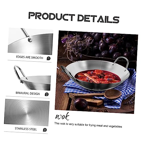 Wok de acero inoxidable PRETYZOOM de 12 pulgadas redondo miniatura 5