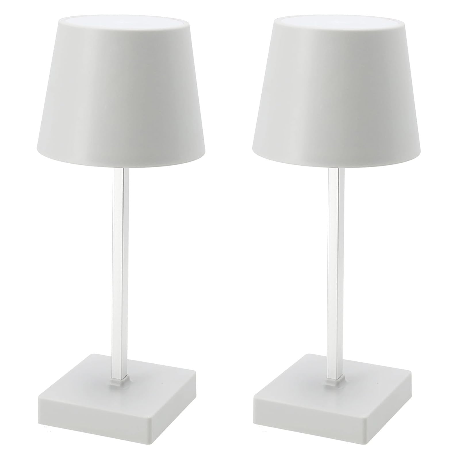 HAC24 2er Set Tischleuchte mit Touchfunktion Warmweiß USB Nachttischlampe Weiß Aufladbar Helligkeit regulierbar Schreibtischlampe Dimmbar