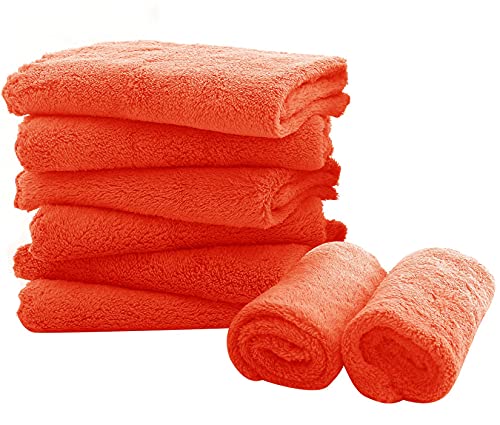 8 Pack Large Burp Cloths for Baby - 20" by 10" Ultra Absorbent Burping Cloth, Hand Washcloths, Newborn Towel - Milk Spit Up Rags - Burpy Cloths for Unisex, Boy, Girl - Burp Cloths Set(Orange)