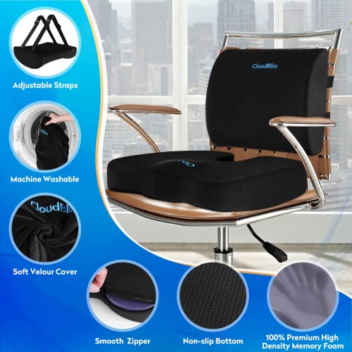 Cloudbliss MPNCB0002-0BL Seat Cushion For Office Chair,Car Seat,Lumbar And Back Support Memory Foam Pillow thumb #2
