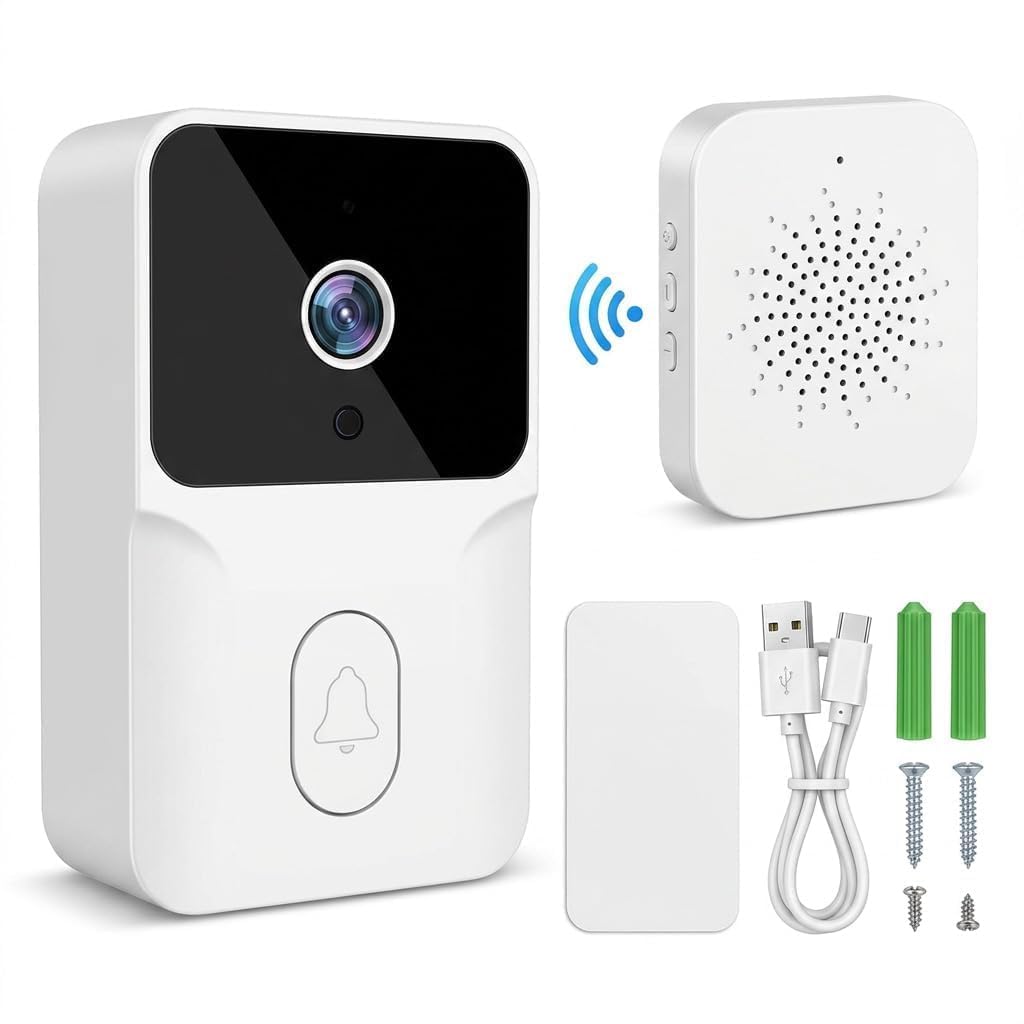 Timbre de vídeo WiFi 1080P con cámara y visión Nocturna, Audio bidireccional, instalación fácil, detección de Movimiento,Seguridad Inteligente para el hogar，Se Requiere suscripción