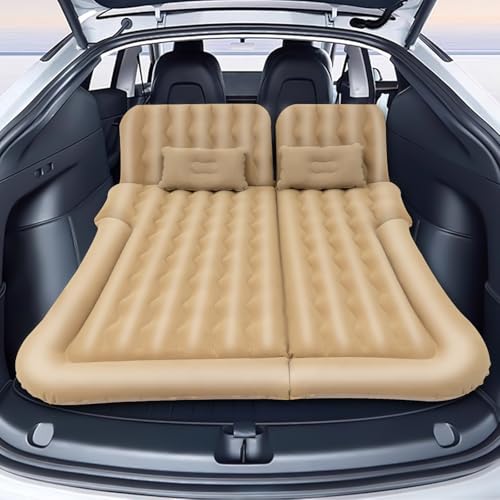 soudesileim Matelas gonflable SUV avec pompe à air et 2 coussins, 1,7 x 1,2 m, port gonflable pliable à double couche, design nid d'abeille, matelas de...