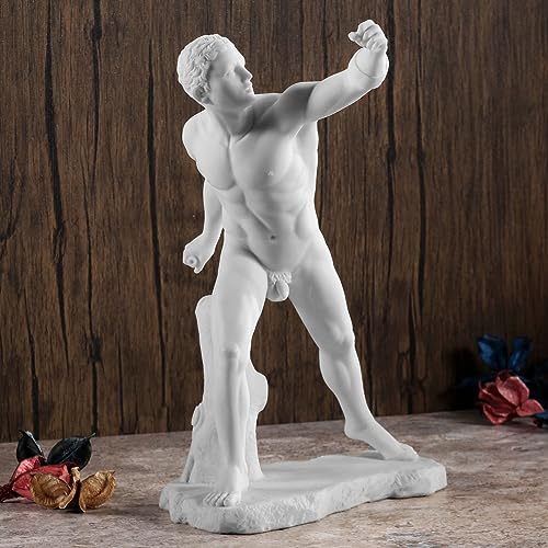 Estatua de gladiador Borghese de resina, 11 pulgadas miniatura 3