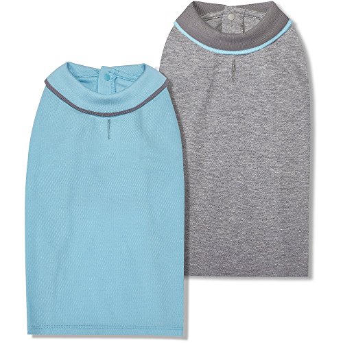 Blueberry-Pet-Pack-of-2-Back-to-Basic-Cotton-Blend-Dog-Polo-Shirts-in-Sky-Blue-and-Light-Grey-Back-Length-12-Clothes-for-Dogs Blueberry Pet Pack of 2 Back to Basic Cotton Blend Dog Polo Shirts in Sky Blue and Light Grey Back Length 12 Clothes for Dogs