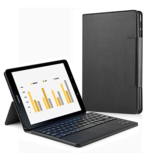 Samsung Galaxy Tab S3 9.7 Keyboard Case, HowiseAcc Case Cover for Galaxy Tab S3 9.7 SM-T820 / T825 Tablet with Detachable Wireless Bluetooth Keyboard - Black