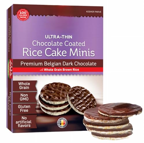 Ultra-Thin Dark Chocolate Rice Cake Minis, Belgian Whole Grain, Gluten Free, Non-GMO, 100 Calorie Packs, Kosher