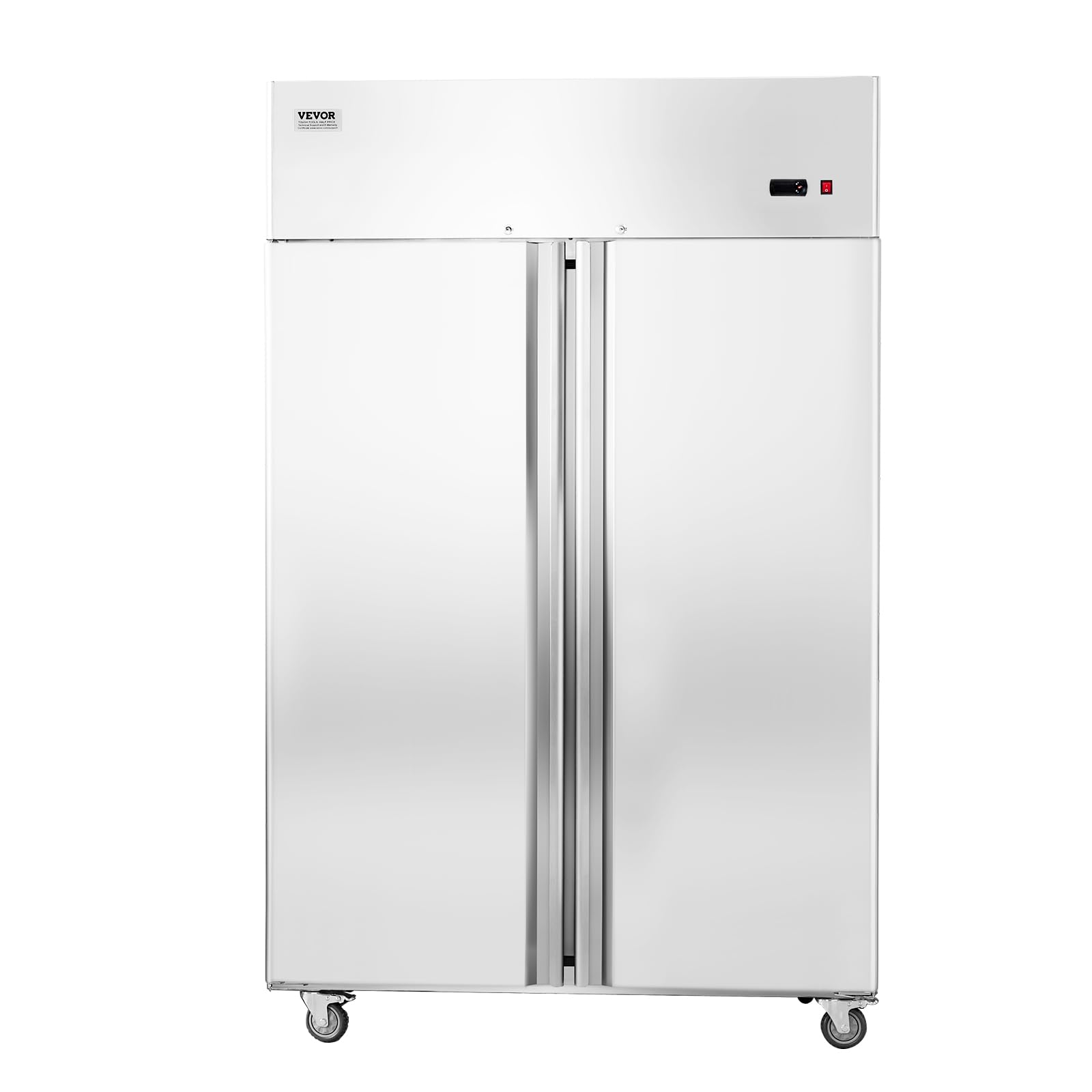 VEVOR Congelatore Commerciale 1382 x 800 x 2110 mm Congelatore Verticale a 2 Porte 1252 L in Acciaio Inossidabile con Sbrinamento Automatico, 6 Ripiani Regolabili, Controllo Temperatura -25 a -15°C