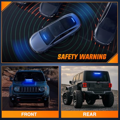Image of Nilight 12LED Traffic Advisor Strobe Light Bar Blue Hazard Safety | Emergency Warning Dash Front /Rear Windshield Flashing Lights for Cars Trucks Police Firefighter Plow Construction Vehicles